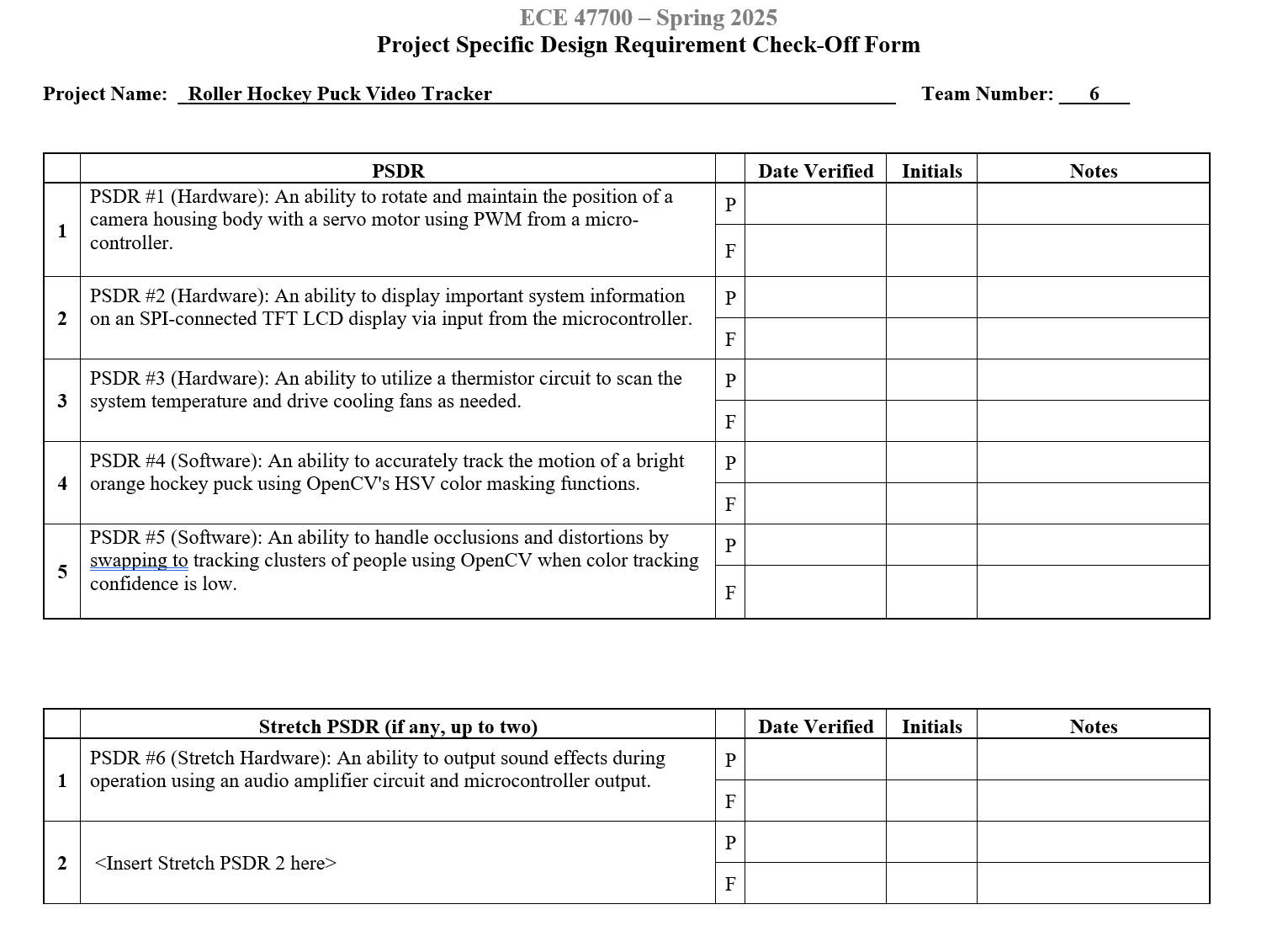 Requirement check off form 